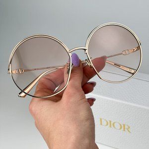 Dior EVERDIOR R1U D0F1 BRAND NEW Sunglasses Gold Gradient Brown Unisex Metal